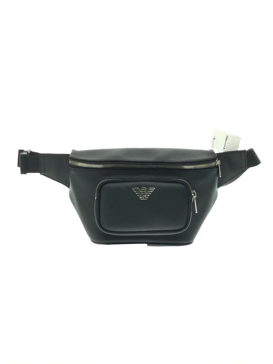 EMPORIO ARMANI◆ウエストバッグ/-/BLK/Belt bag with eagle plate/