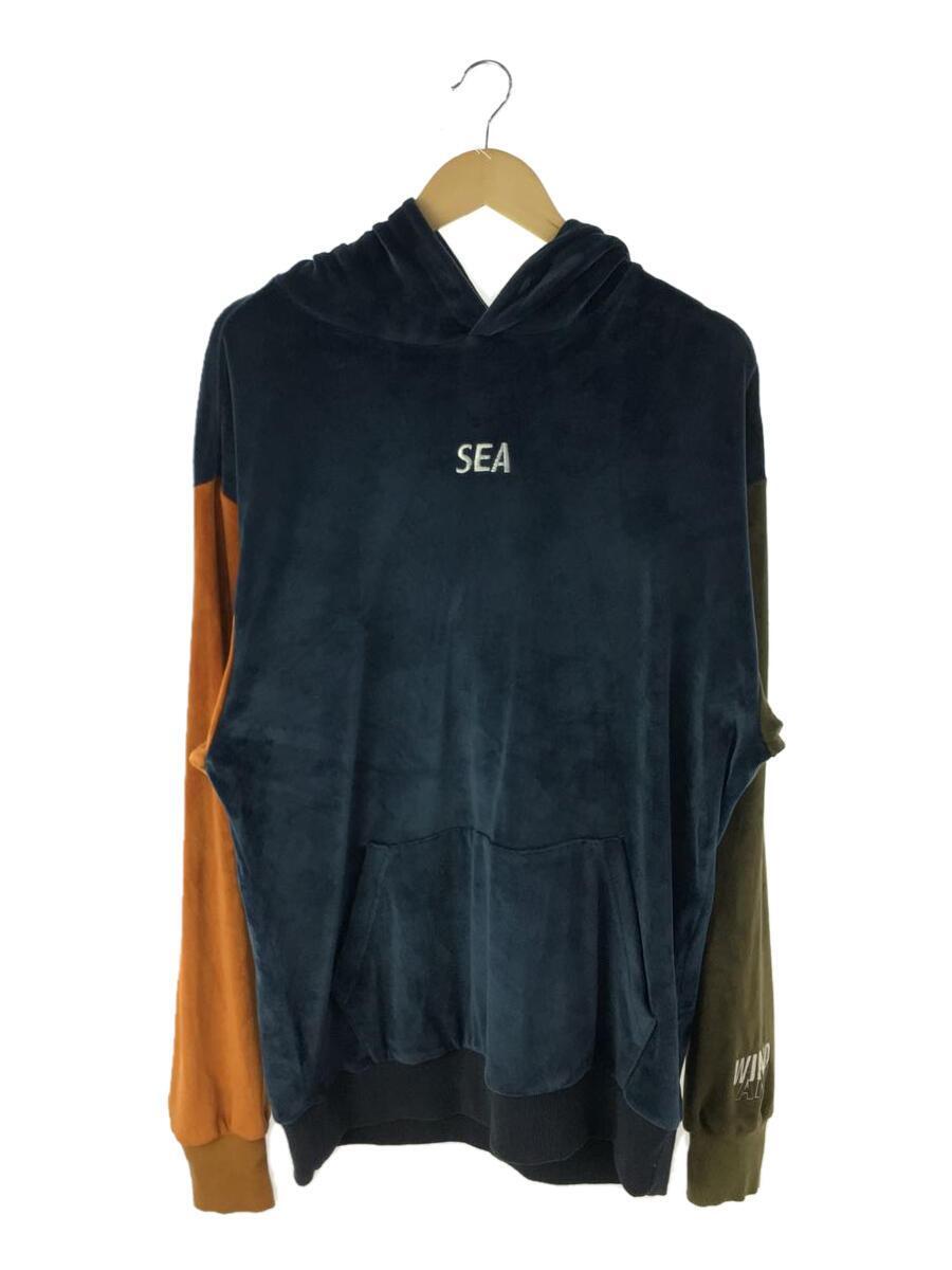 WIND AND SEA◆VELOUR HOODIE/パーカー/ポリエステル/NVY/WDS-19A-SW-07