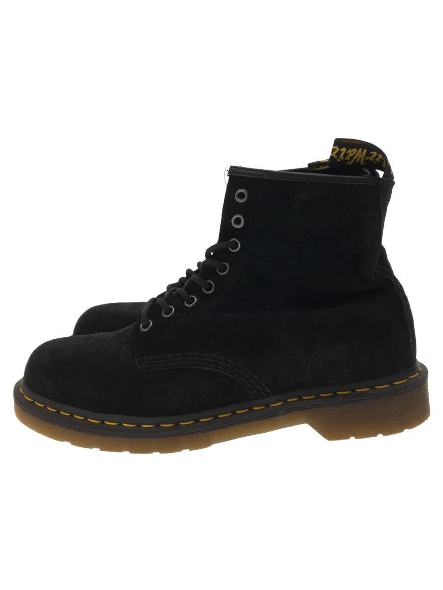 Dr.Martens◆8EYELET SUEDE BOOT/レースアップブーツ/UK8/BLK/スウェード/21466