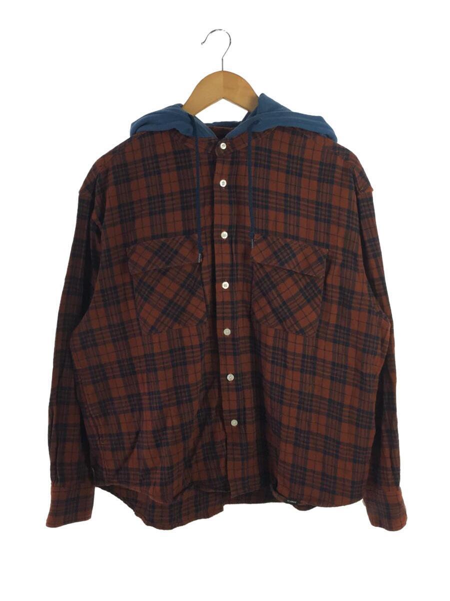 X-LARGE◆L/S HOODED FLANNEL CHECK/ネルシャツ/S/コットン/RED/チェック_画像1