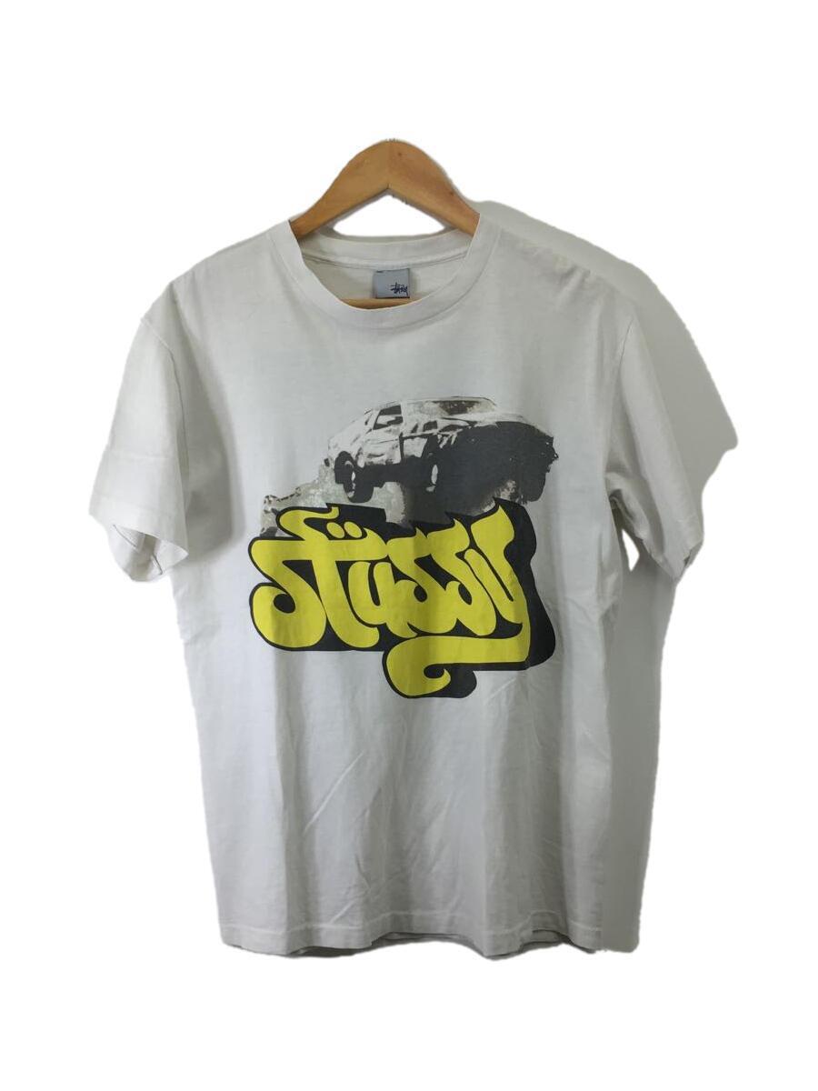 STUSSY◆リバーススカル/USA/オールド/Tシャツ/M/コットン/WHT_画像1