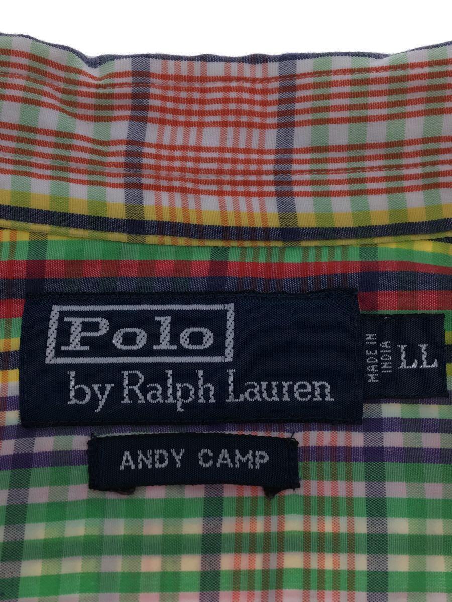 POLO RALPH LAUREN◆ANDY CAMP/マドラスチェックオープンカラーS/Sシャツ/LL/コットン/GRN/チェック_画像3