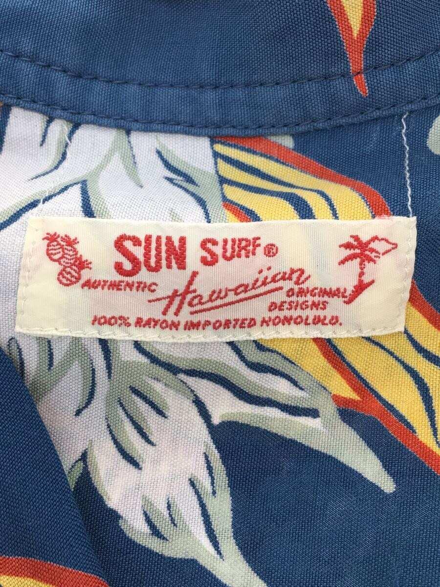 SUN SURF◆SUN SURF/アロハシャツ/BLU/襟に色褪せ有り_画像3