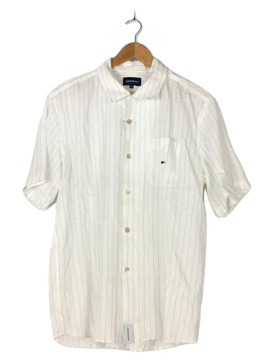 DESCENDANT◆オープンカラーシャツ/半袖シャツ/2/ホワイト/ストライプ/オープンカラー/開襟
