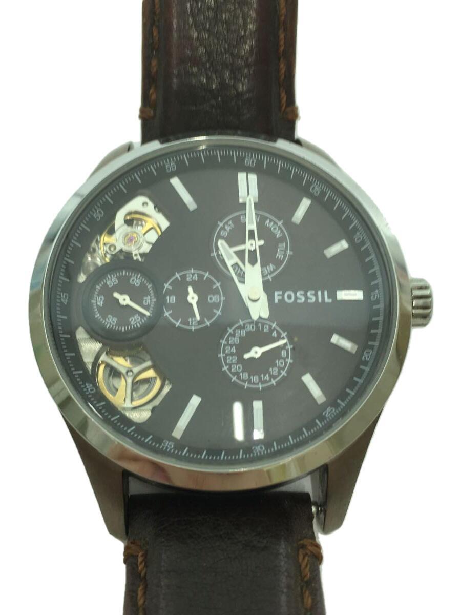 FOSSIL◆自動巻腕時計/アナログ/レザー/BRW/BRW/SS/ME1123