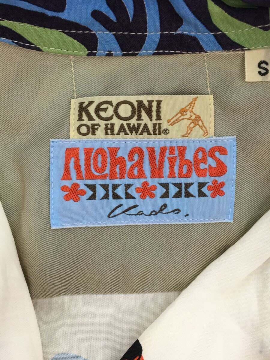 KEONI OF HAWAII◆アロハシャツ/S/レーヨン/IVO/総柄/SS34181_画像3