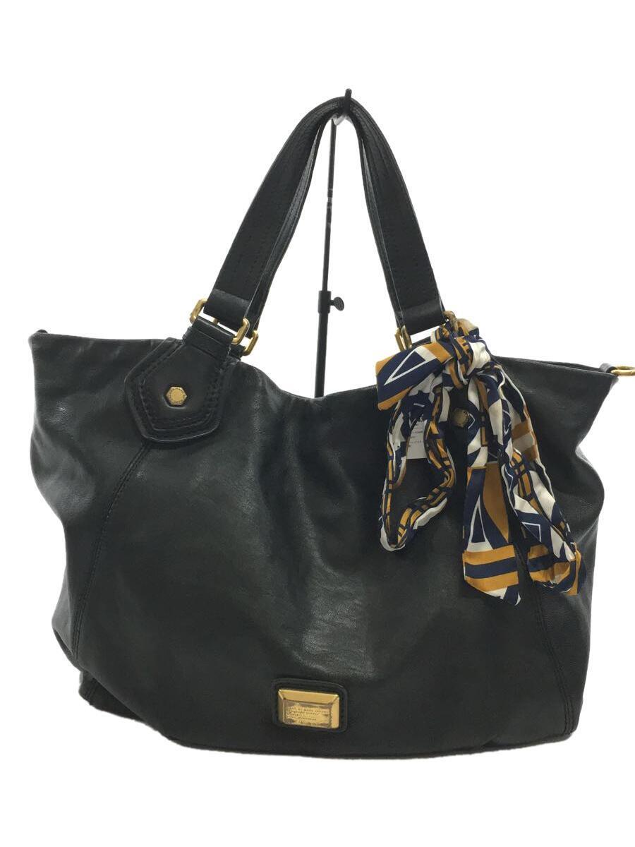 MARC BY MARC JACOBS◆トートバッグ/レザー/BLK/無地_画像1