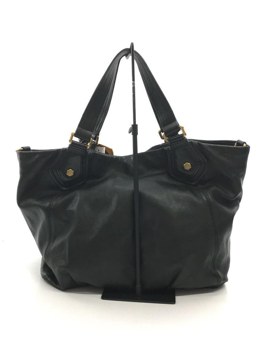 MARC BY MARC JACOBS◆トートバッグ/レザー/BLK/無地_画像3