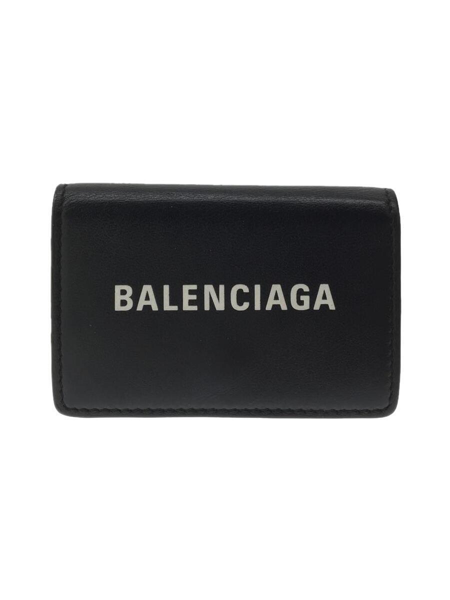 特価商品 BALENCIAGA◇3つ折り財布/レザー/BLK/メンズ/505055・1060