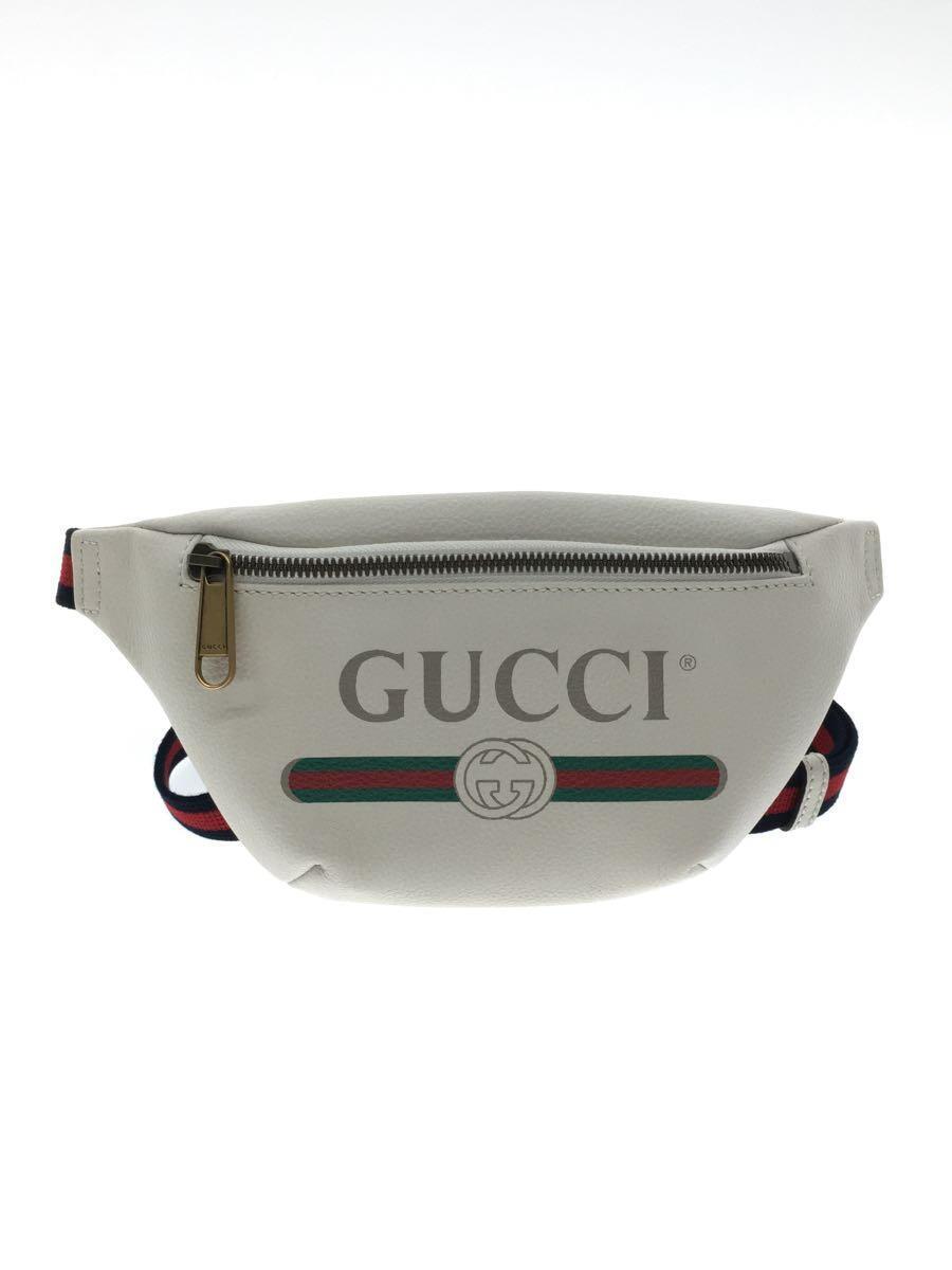 GUCCI◆Belt BAG Print Grained/プリント スモール ベルトバッグ/レザー/WHT/527792_画像1