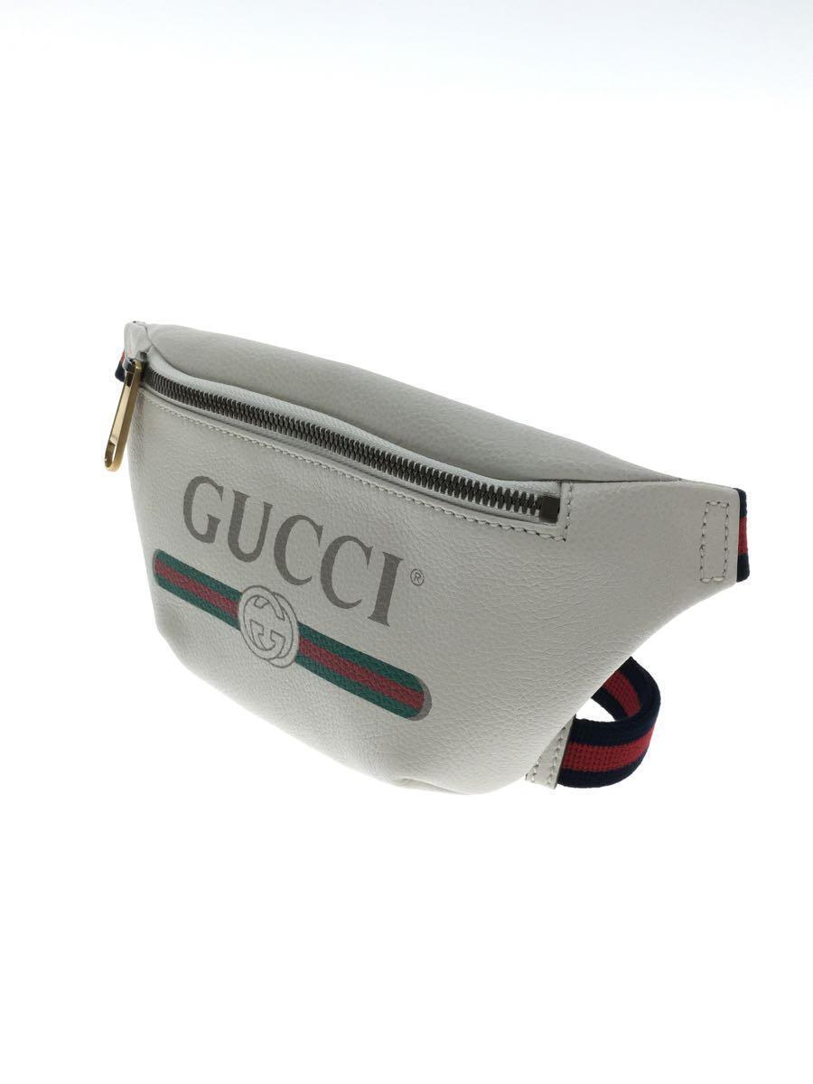 GUCCI◆Belt BAG Print Grained/プリント スモール ベルトバッグ/レザー/WHT/527792_画像2