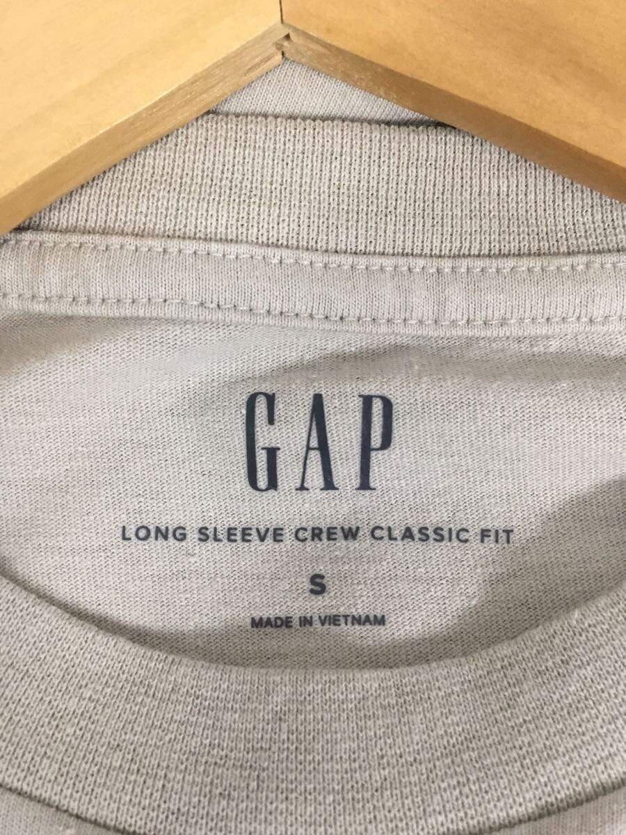 GAP◆長袖Tシャツ/S/コットン/GRY/無地_画像3