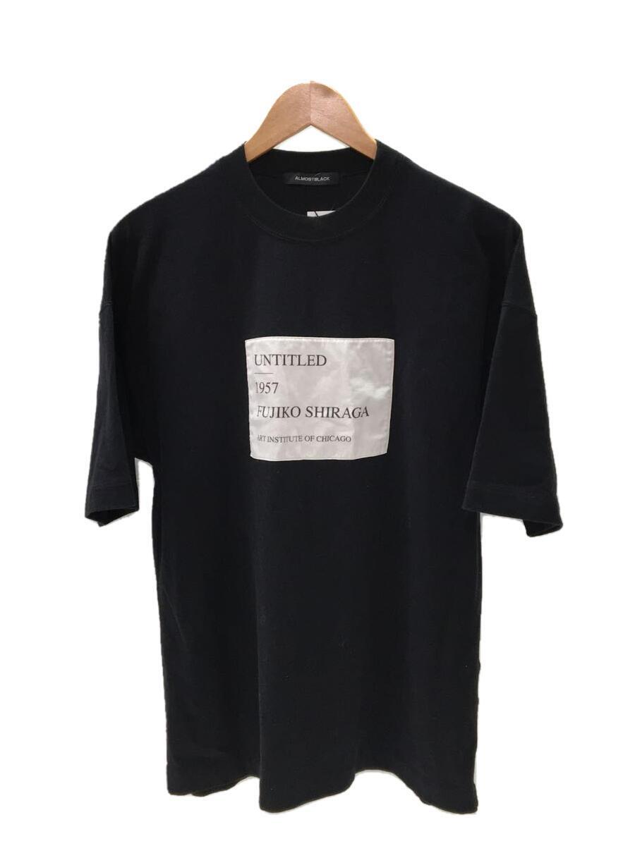 ALMOSTBLACK◆FRONT PRINTED S/S TEE/Tシャツ/1/コットン/BLK/22SS-CS06