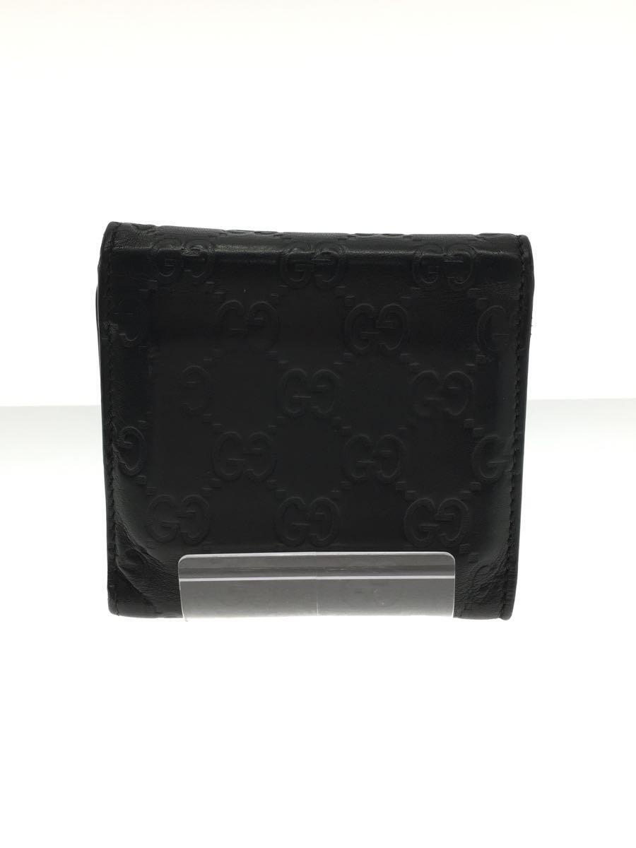 激安直営店 GUCCI◇3つ折り財布_マイクログッチシマ/レザー/BLK/総柄