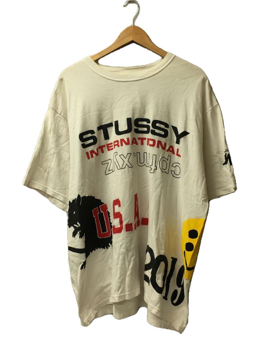 STUSSY◆2019/マルチプリントTEE/Tシャツ/XL/コットン/WHT/無地