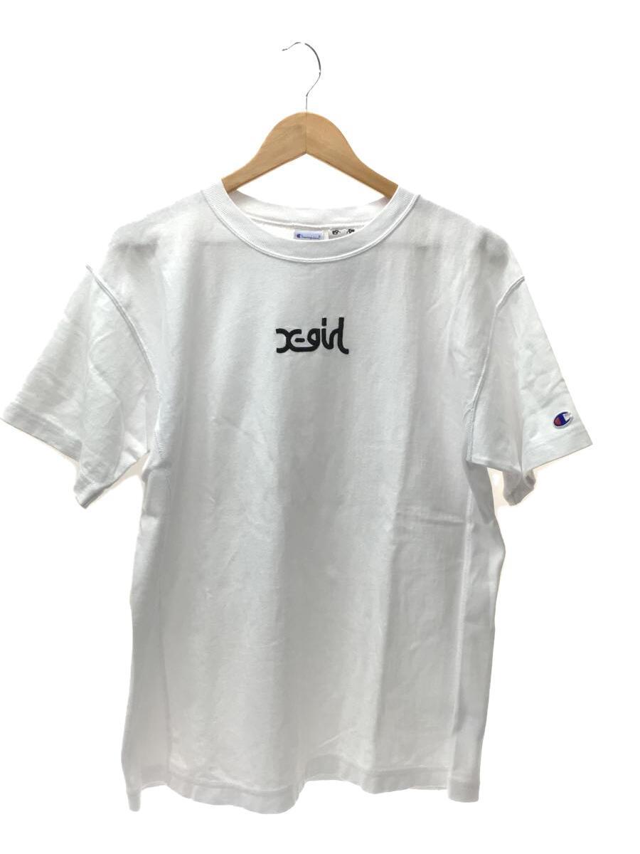 X-girl◆Tシャツ/M/コットン/WHT/cwsr338/×Champion/REVERSE WEAVE_画像1