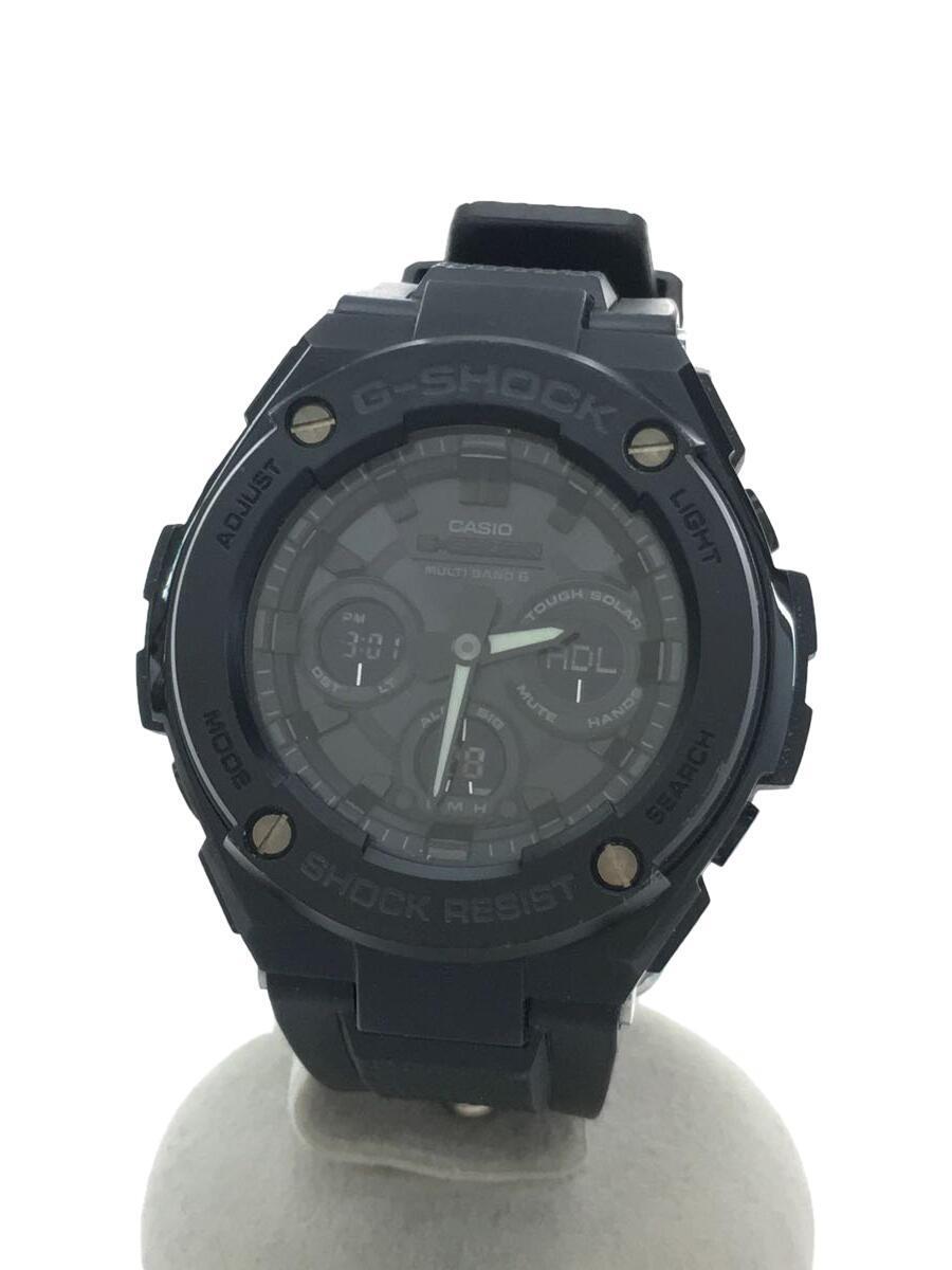 CASIO◇ソーラー腕時計・G-SHOCK/デジアナ/ラバー/BLK/BLK-