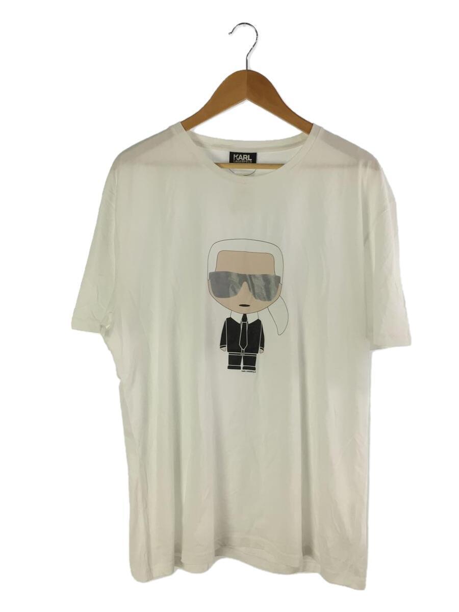 KARL LAGERFELD◆ ворот  загрязнение  есть  / футболка /XXL/ хлопок  /WHT