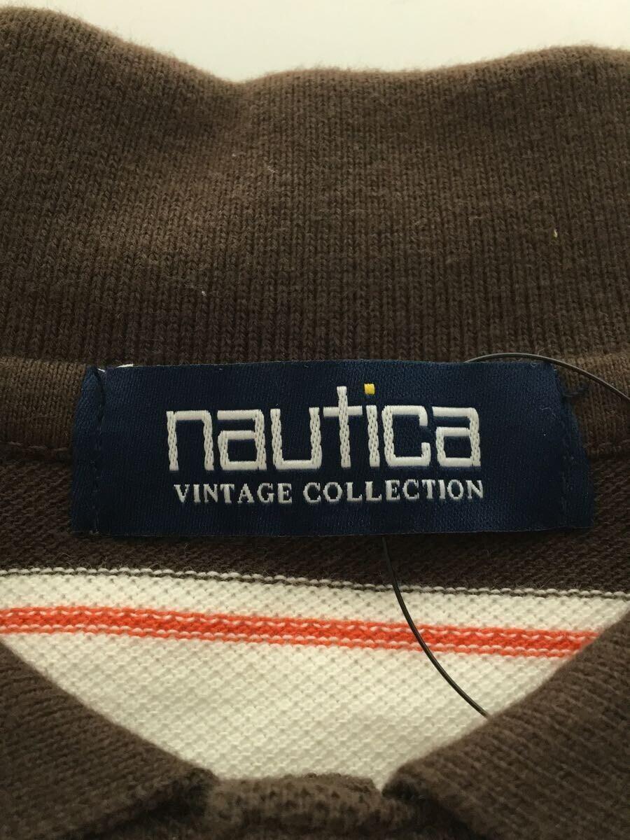 NAUTICA◆ポロシャツ/M/コットン/BRW/ストライプ/212-1290_画像3