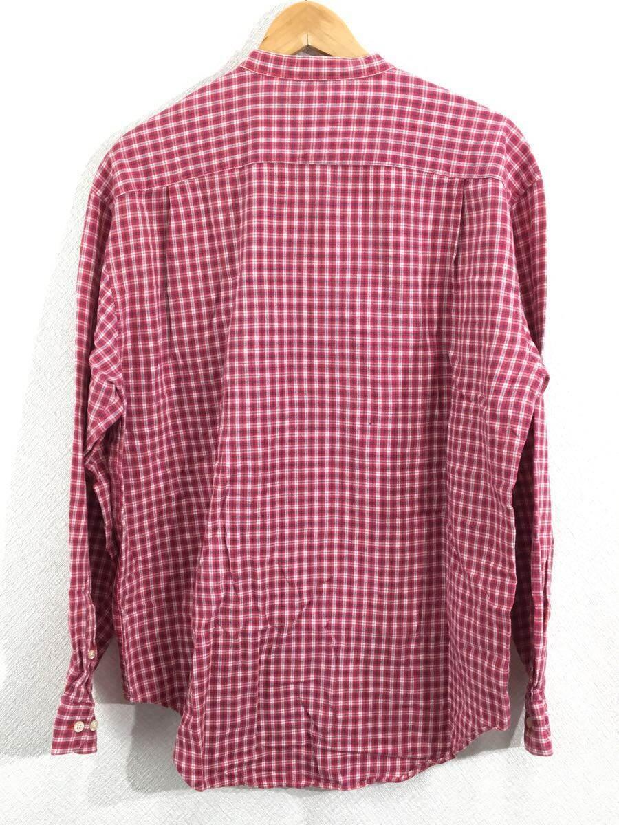 GAP◆OLD/90s/白タグ/スリランカ製/バンドカラー長袖シャツ/M/コットン/RED/チェック_画像2