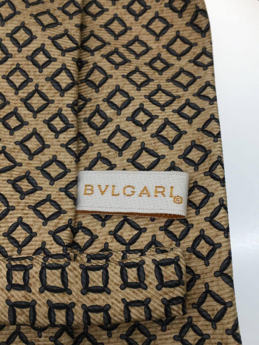 BVLGARI◆ネクタイ/シルク/ベージュ/総柄/メンズ_画像3