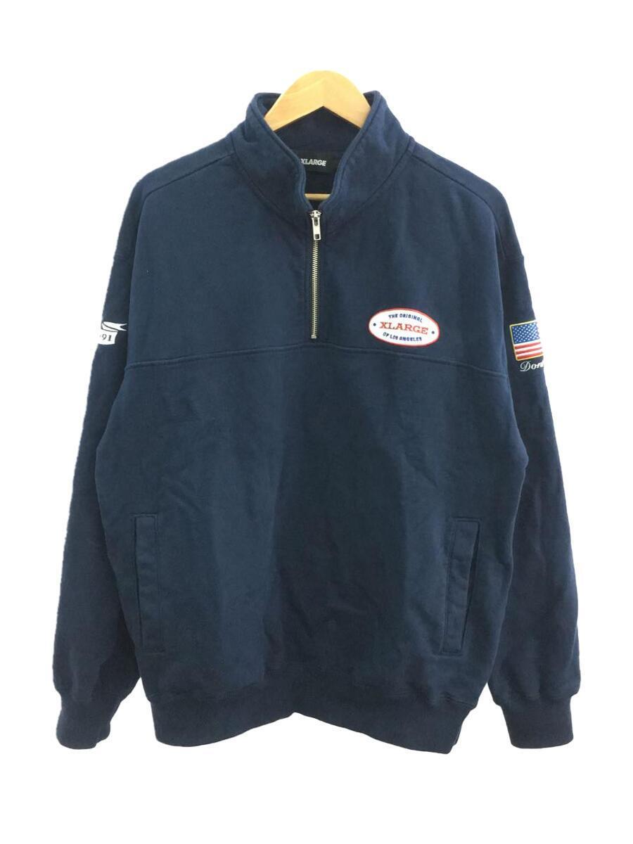 新しく着き X-LARGE◇CLASSIC OVAL LOGO HALF ZIP SWEAT/L/コットン