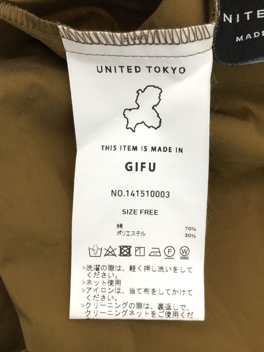 UNITED TOKYO◆長袖ワンピース/FREE/コットン/KHK/無地/141510003_画像4