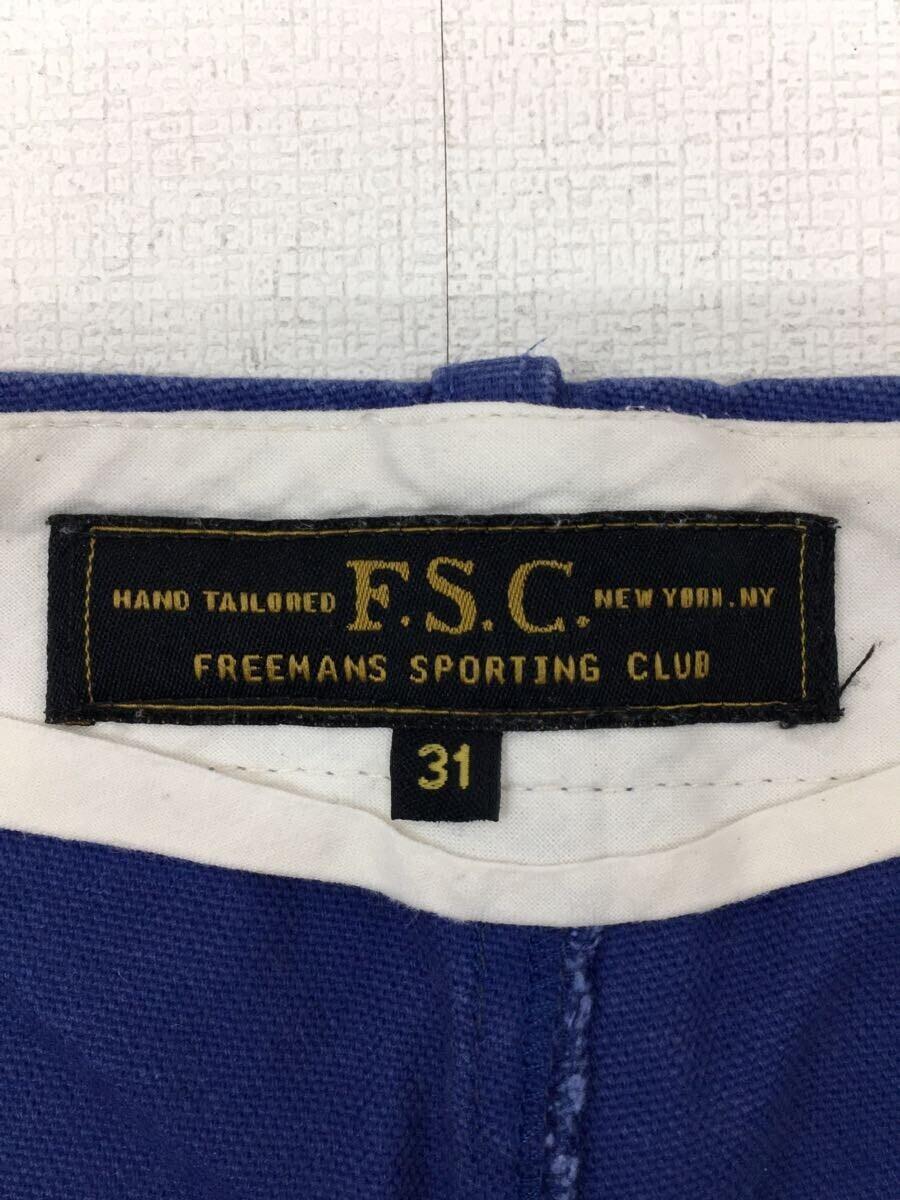 FREEMANS SPORTING CLUB◆ダック/ポケット/ショートパンツ/31/コットン/ブルー/ジップフライ/ベルトループ/無地_画像4