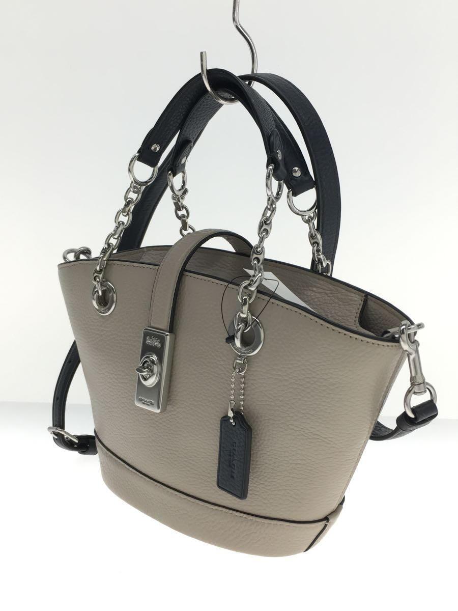 COACH◆IMCAH/バケットバッグ/2WAYショルダーハンドバッグ/レザー/GRY/C8212_画像2