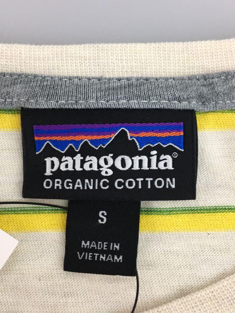 patagonia◆Tシャツ/S/コットン/YLW/ボーダー_画像3