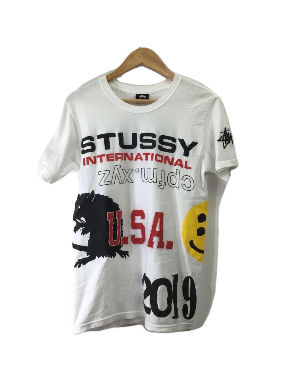 本物の  STUSSY◆19ss/×CACTUS MARKET/Tシャツ/S/コットン/WHT FLEA PLANT その他