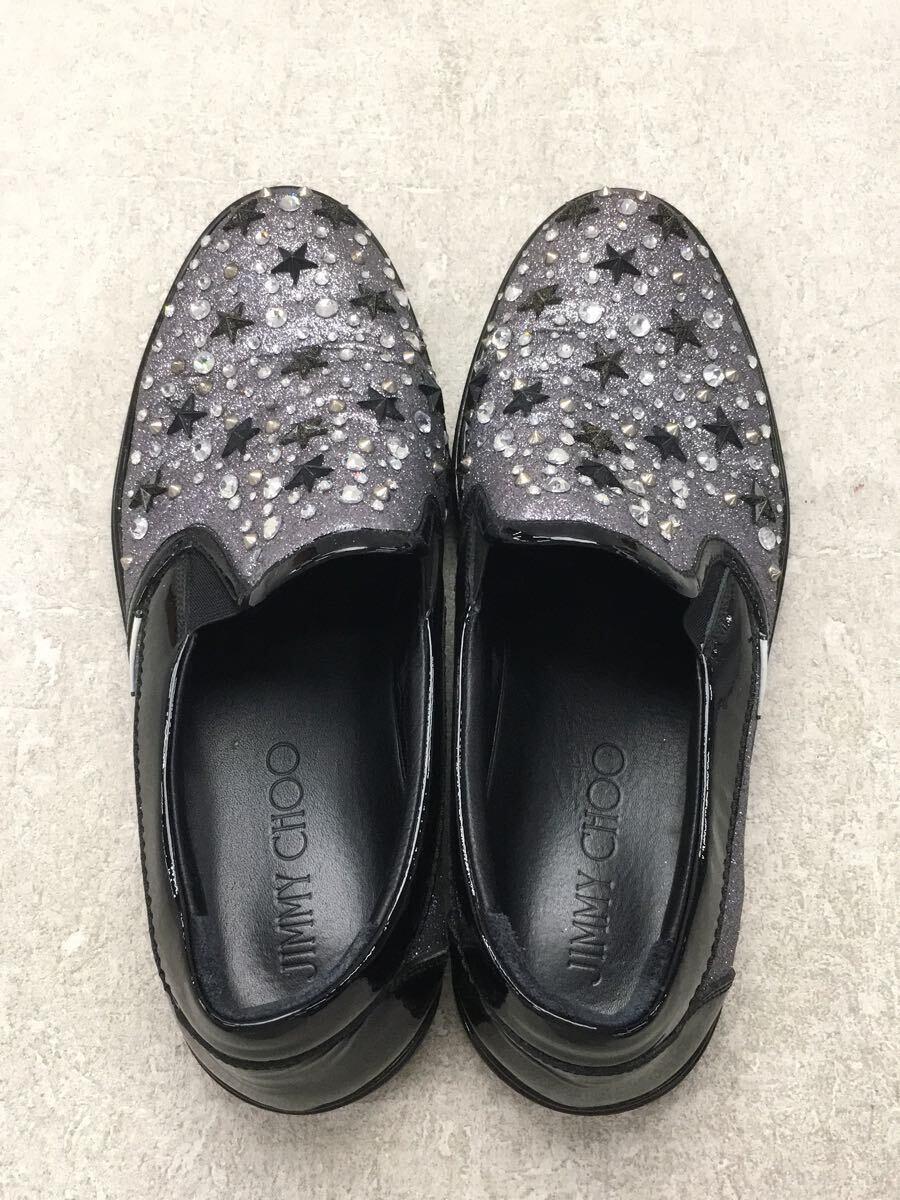 JIMMY CHOO◆エナメル切替/グリッター/スタースタッズスリッポン/ローカットスニーカー/42/ブラック/ソール減り_画像3