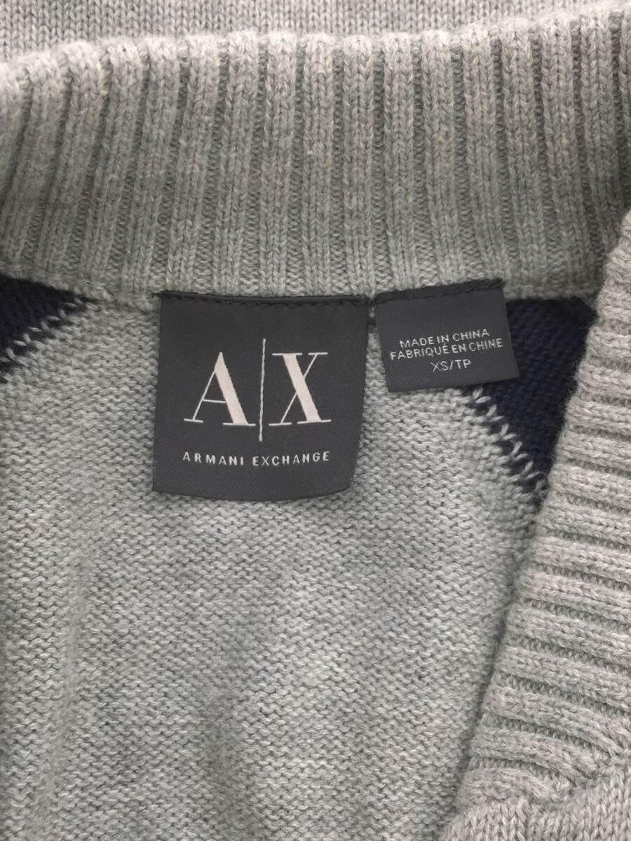 ARMANI EXCHANGE◆ジップアップニットジャケット//XS/コットン/グレー_画像3