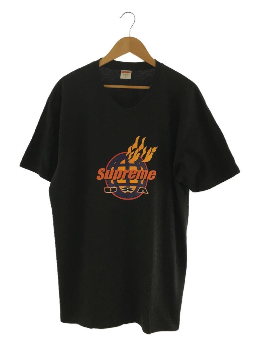 Supreme◆17AW/Fire Tee/半袖Tシャツ/プリント/XL/コットン/BLK