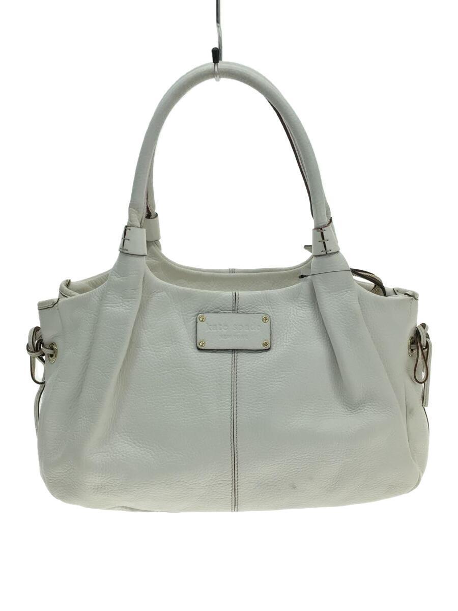 kate spade new york◆トートバッグ/レザー/WHT/無地/PXRU0149_画像1