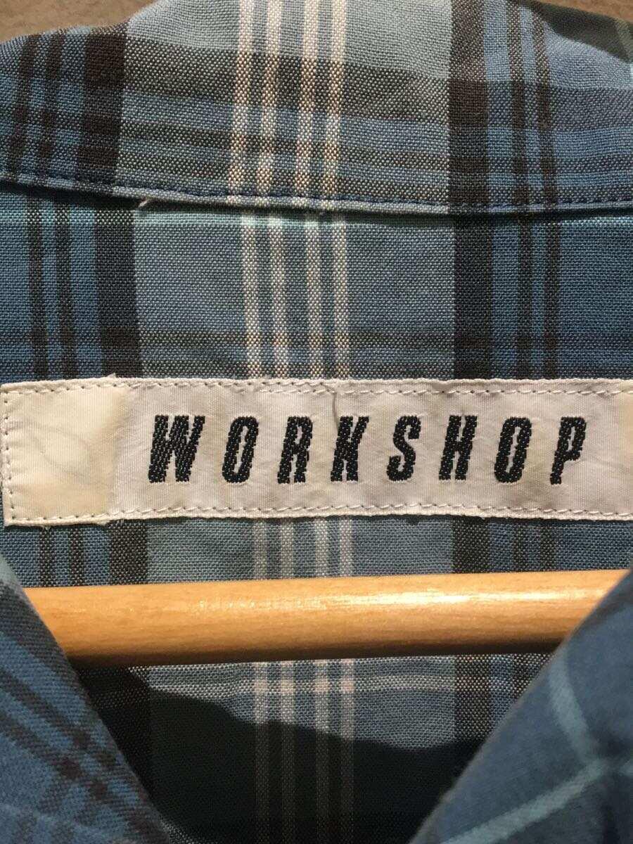 Y’s for men workshop◆OLD オープンカラーシャツ 長袖シャツ/BLU/チェック/WG-B01-042_画像3