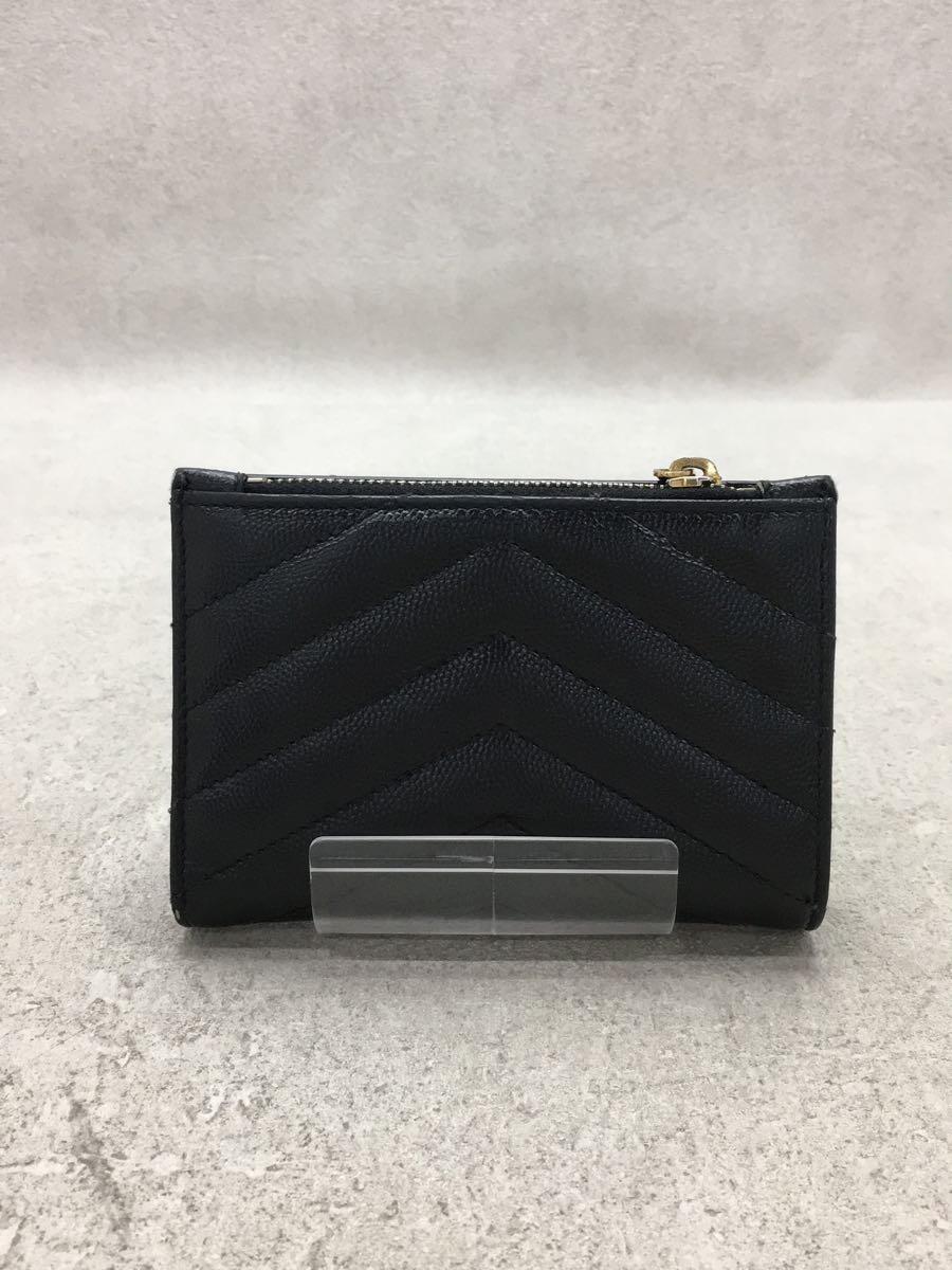 オンラインショップ YVES LAURENT◇2つ折り財布/レザー/ブラック/黒