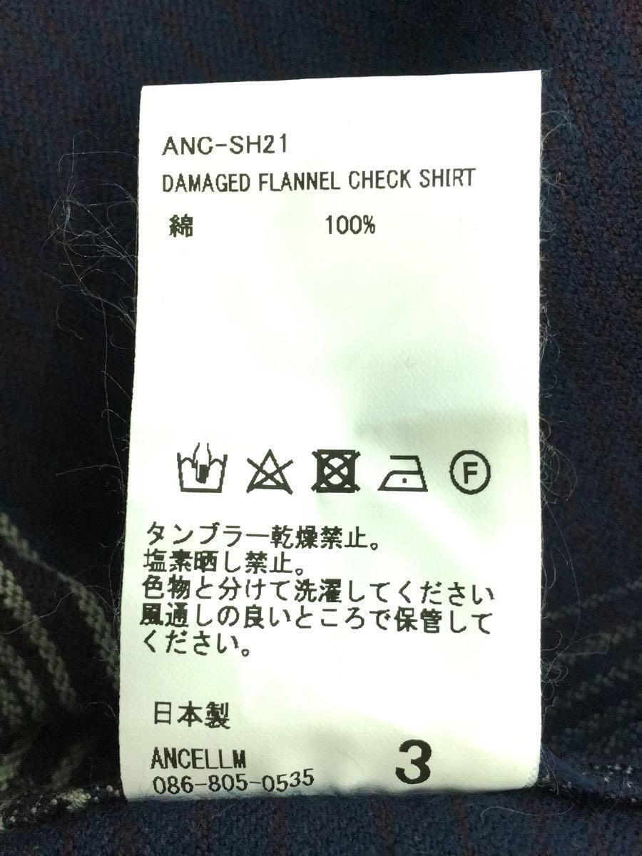 ワンピなど最旬ア！ ANCELLM/DAMAGED SHIRT/3/ネイビー/23AW/ANC-SH21