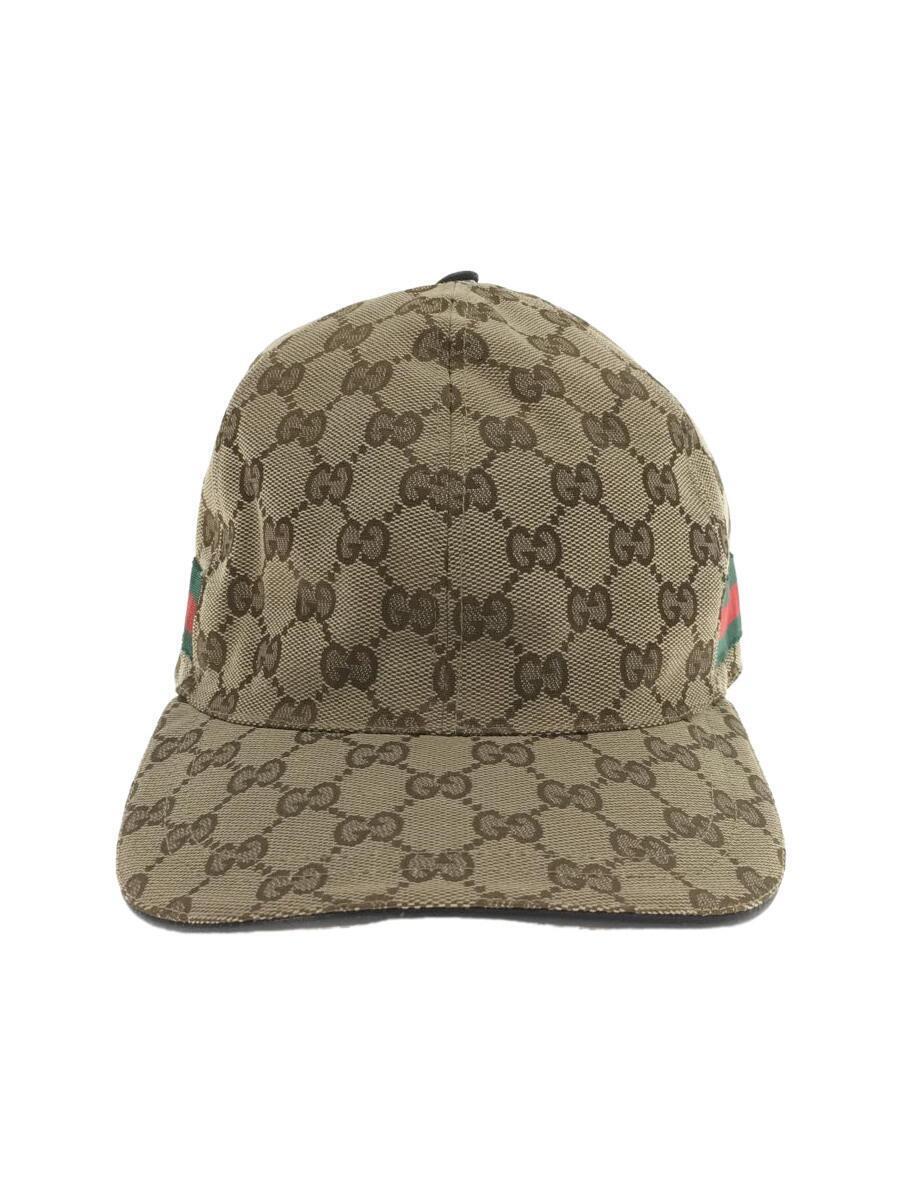在庫限り】 GUCCI◇GUCC/キャップ/-/ポリエステル/BRW/総柄/メンズ