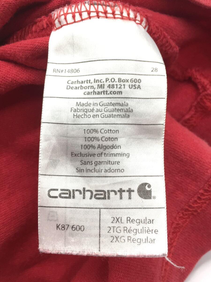 Carhartt◆Tシャツ/XXL/コットン/RED/無地/ポケT_画像4