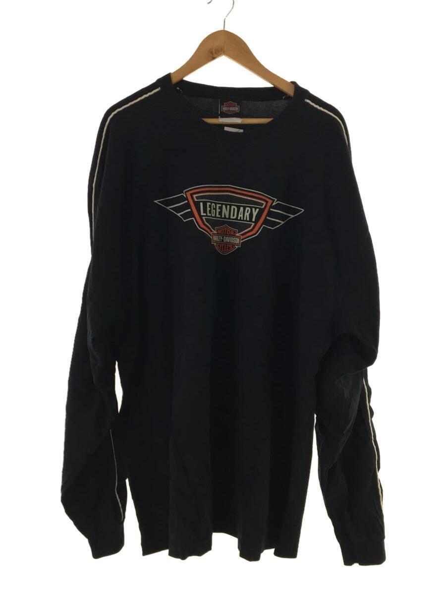 HARLEY DAVIDSON◆長袖Tシャツ/-/コットン/BLK