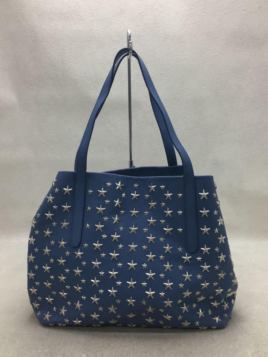 JIMMY CHOO◆SOFIA/L/トートバッグ/レザー/BLU/ドット