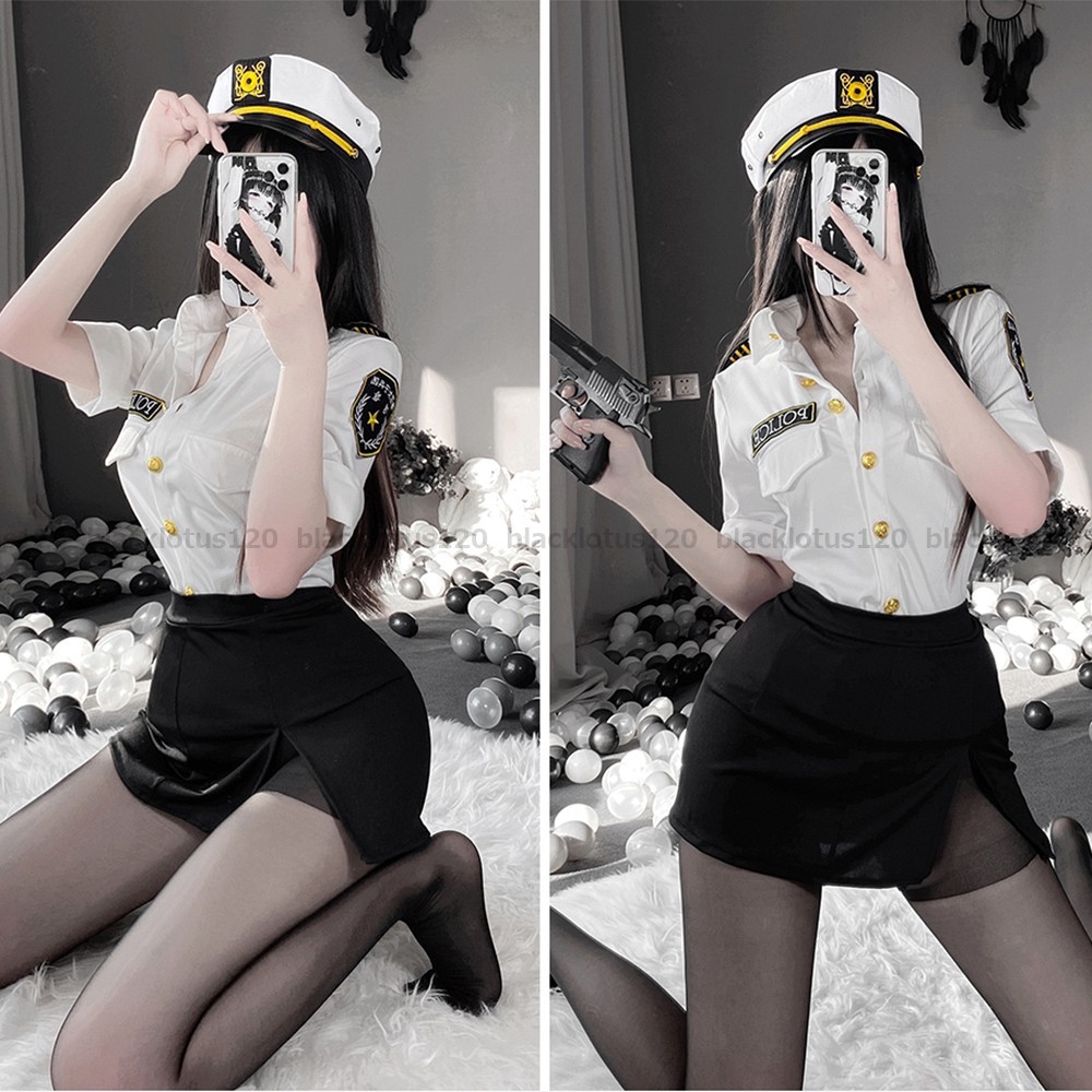 セクシー ポリス 警察官 婦警 制服 エロかわ コスプレ衣装 JK JC マイクロミニ コスチューム ハロウィン パーティー 仮装 新品 M 1831_画像2