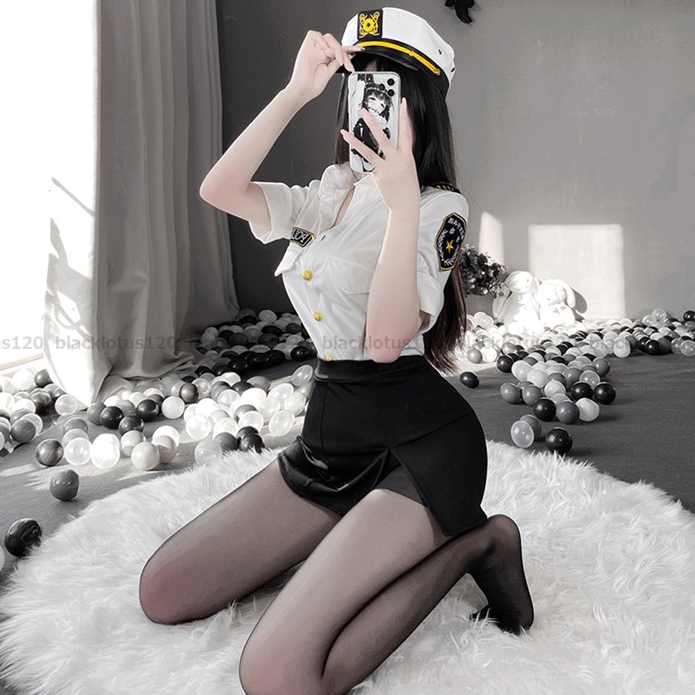 セクシー ポリス 警察官 婦警 制服 エロかわ コスプレ衣装 JK JC マイクロミニ コスチューム ハロウィン パーティー 仮装 新品 M 1831_画像6