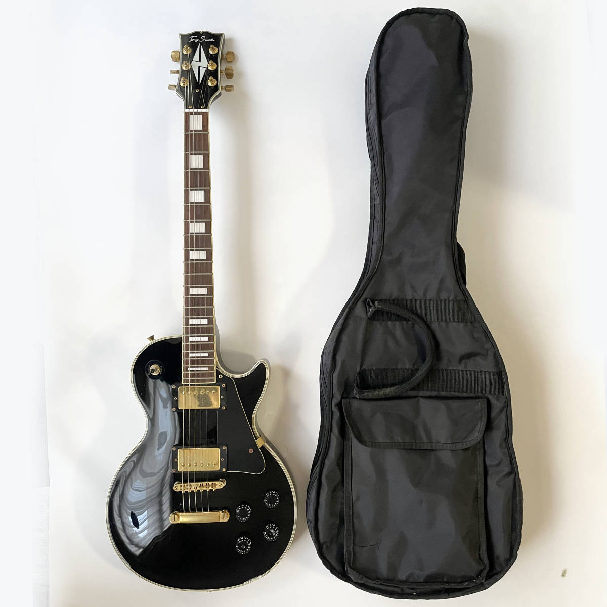 直接引取可 Tony Smith トニースミス エレキギター レスポールタイプ Les Paul Custom Black 中古 現状渡し ケース付き_画像1