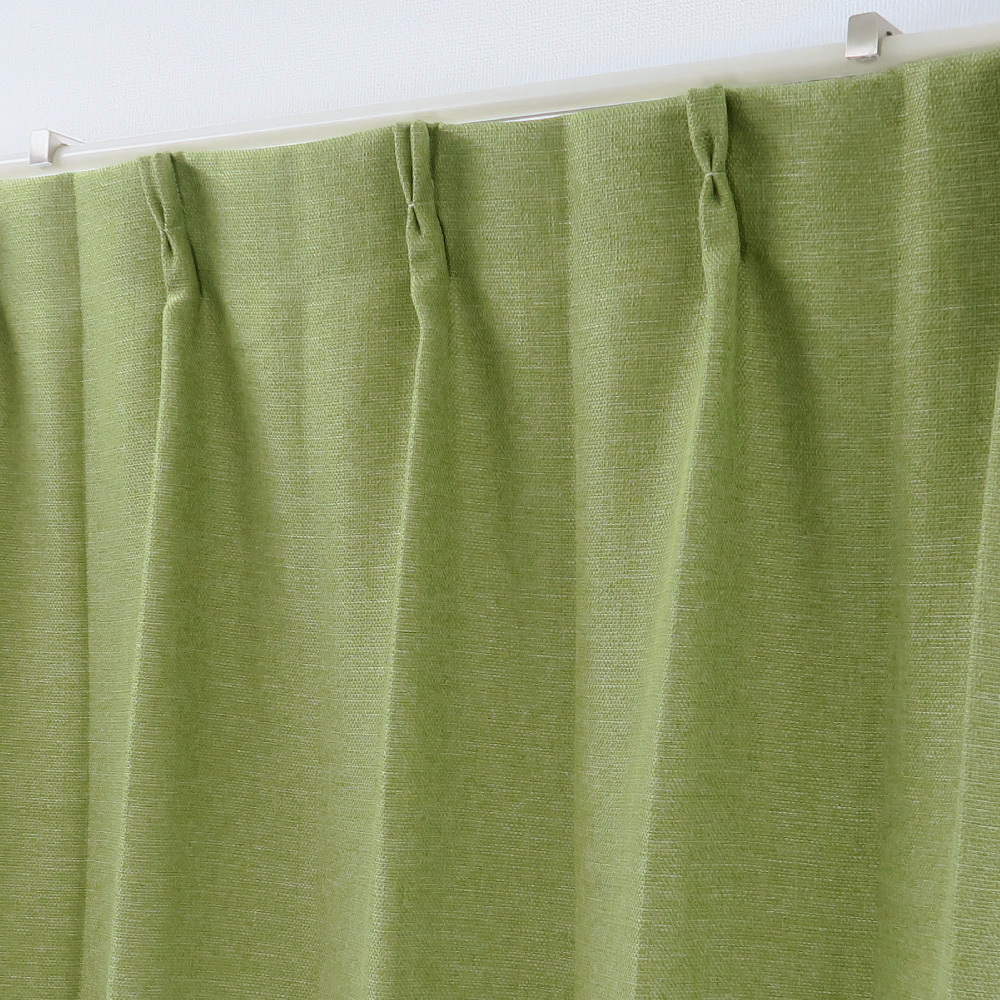 高質 遮光裏地付き グリーン y2950 幅125cm×丈60cm2枚 遮光カーテン