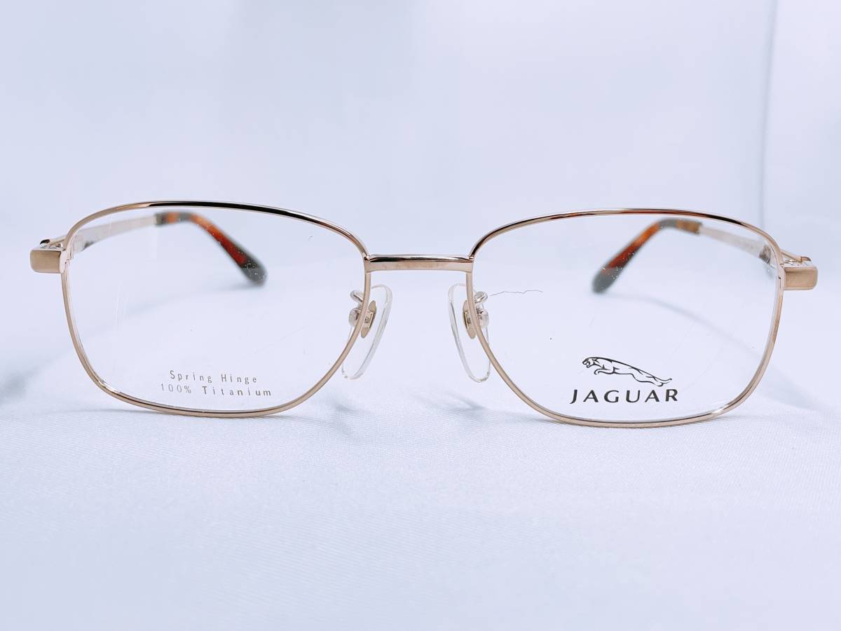 3B-9 メガネ メガネフレーム 眼鏡 JAGUAR ジャガー ブランド 100％チタン 軽量 16g フルリム 金属 メンズ 男性 女性 シンプル 金色_画像2