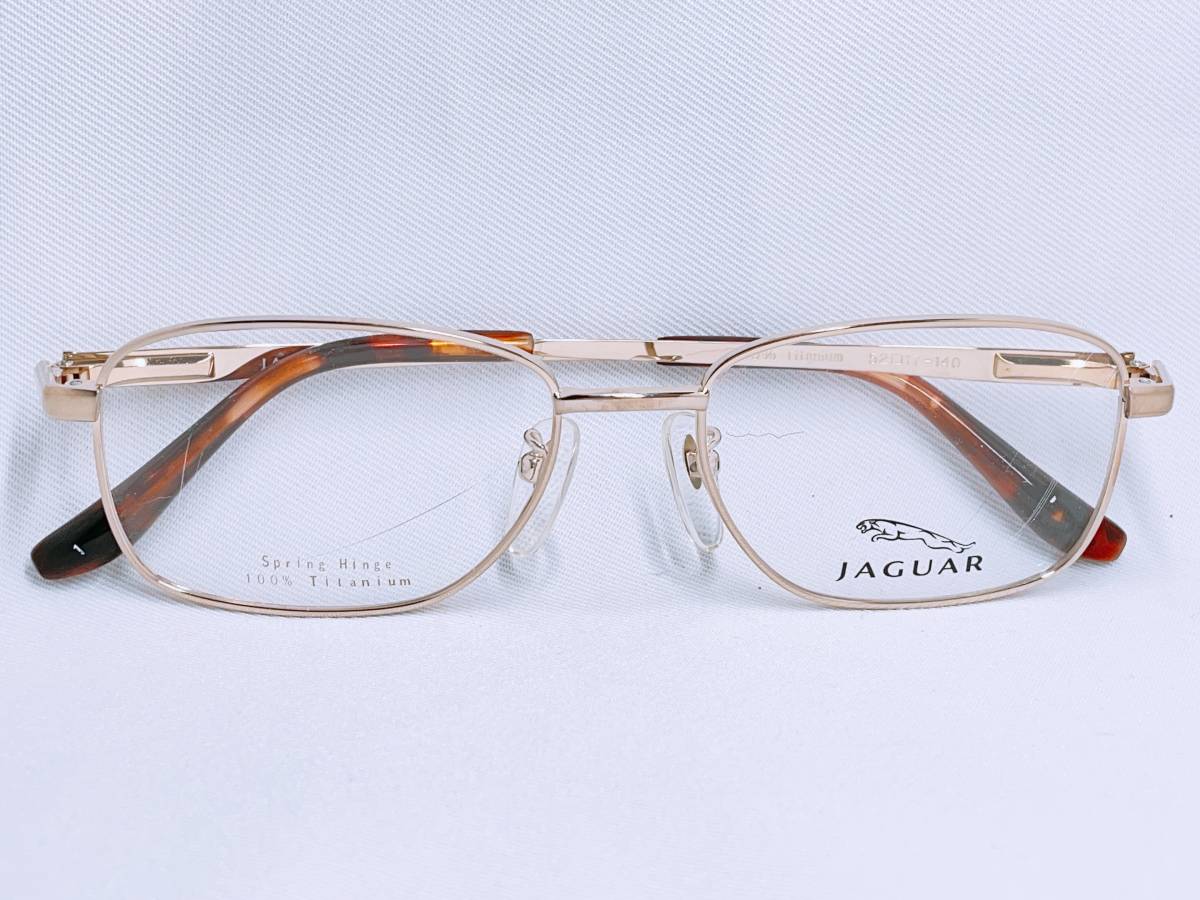 3B-9 メガネ メガネフレーム 眼鏡 JAGUAR ジャガー ブランド 100％チタン 軽量 16g フルリム 金属 メンズ 男性 女性 シンプル 金色_画像10