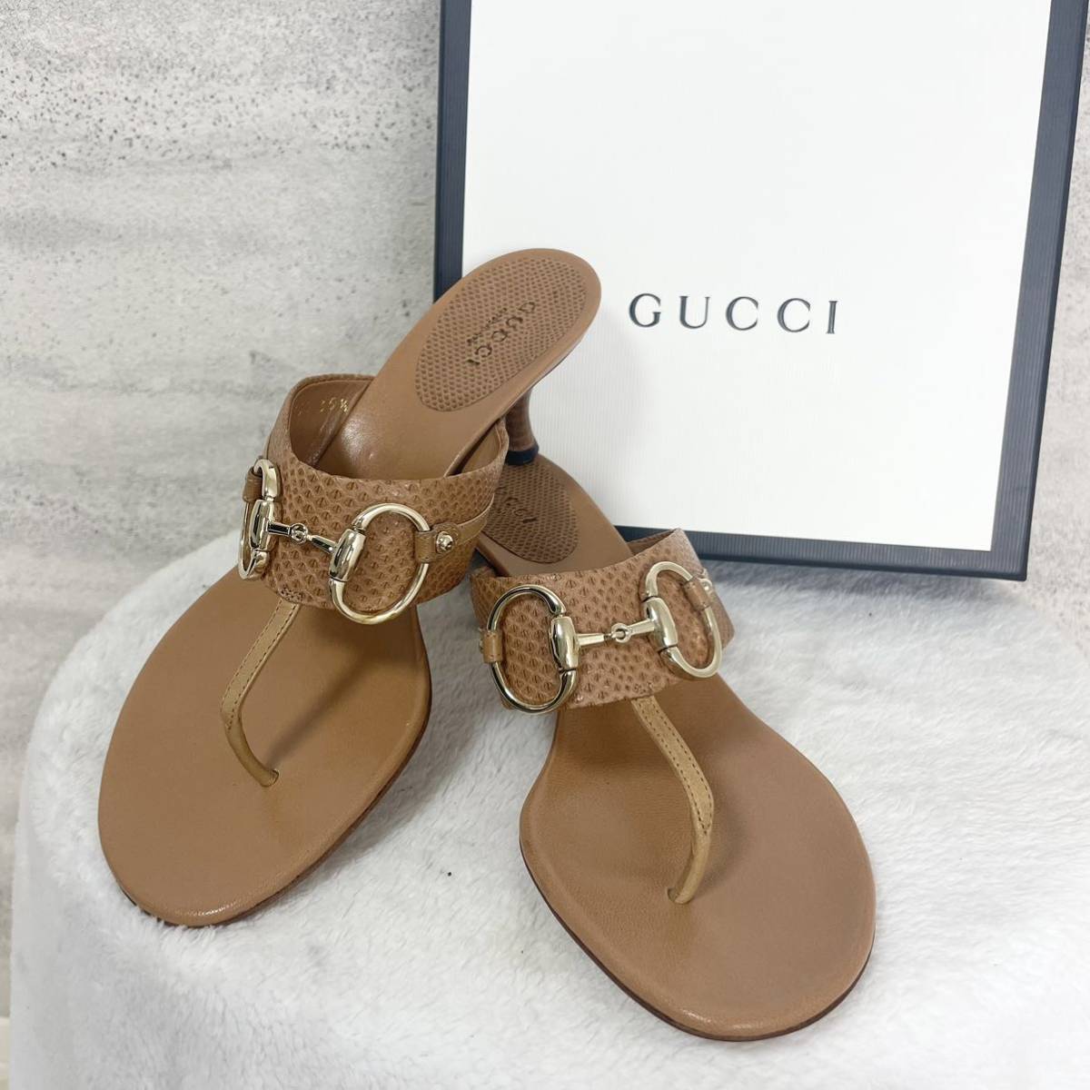 新品未使用品】GUCCI グッチサンダルヒールホースビットレザー本革