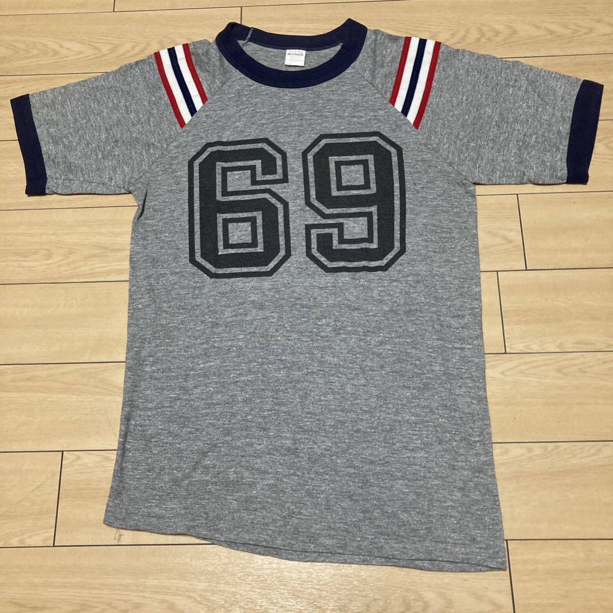 80s ヴィンテージ vintage Tシャツ ナンバリング 69 シックスナイン　エロ　バイカー ヒッピー フットボールTシャツ　リンガーTシャツ 70s